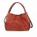 LARA SMALL LEATHER SHOPPER IN COGNAC