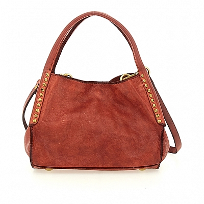 LARA SMALL LEATHER SHOPPER IN COGNAC
