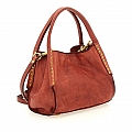 LARA SMALL LEATHER SHOPPER IN COGNAC