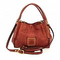 LARA SMALL LEATHER SHOPPER IN COGNAC
