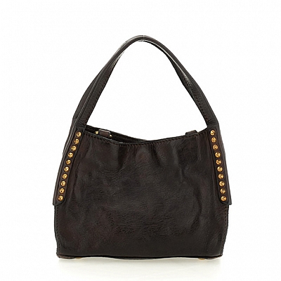 LARA SMALL LEATHER SHOPPER IN MORO BROWN