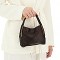 LARA SMALL LEATHER SHOPPER IN MORO BROWN