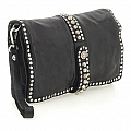 LEATHER CROSSBODY POUCH WITH STUDS IN BLACK