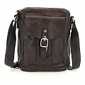 LEATHER CROSSBODY SATCHEL IN MORO BROWN GARMENT DYED COWHIDE