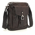 LEATHER CROSSBODY SATCHEL IN MORO BROWN GARMENT DYED COWHIDE
