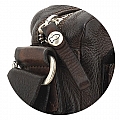 LEATHER CROSSBODY SATCHEL IN MORO BROWN GARMENT DYED COWHIDE
