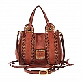 MINI CROSSBODY W EYELETS AND LACING IN RUST