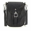 SMALL LEATHER CROSSBODY SATCHEL IN BLACK GARMENT DYED COWHIDE