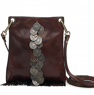 VERTICAL CROSSBODY POUCH WITH COIN RIBBON IN MORO