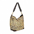 YELLOWSTONE “GOLDEN BETH” WOVEN BAG IN  METALLIC FOIL OVER WASHED COWHIDE  LEATHER
