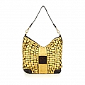 YELLOWSTONE “GOLDEN BETH” WOVEN BAG IN  METALLIC FOIL OVER WASHED COWHIDE  LEATHER