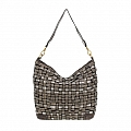 YELLOWSTONE WOVEN BAG IN LEAD METALLIC  LEATHER