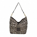 YELLOWSTONE WOVEN BAG IN LEAD METALLIC  LEATHER