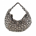 MEDIUM WOVEN METALLIC SHOULDER BAG IN GREY