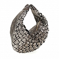MEDIUM WOVEN METALLIC SHOULDER BAG IN GREY