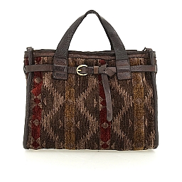 PATRICIA KILIM SHOPPING BAG IN BROWN & BORDEAUX