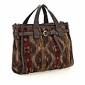 PATRICIA KILIM SHOPPING BAG IN BROWN & BORDEAUX