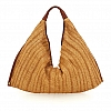 ATENA HOBO BAG IN RAFIA & COGNAC LEATHER