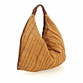 ATENA HOBO BAG IN RAFIA & COGNAC LEATHER