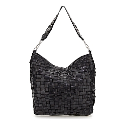 BETH D WOVEN EDERA LARGE SHOULDER BAG IN BLACK