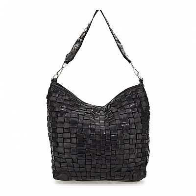 BETH D WOVEN EDERA LARGE SHOULDER BAG IN BLACK