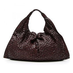 ICONIC LEATHER WOVEN HOBO IN MORO