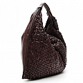 ICONIC LEATHER WOVEN HOBO IN MORO