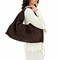 ICONIC LEATHER WOVEN HOBO IN MORO