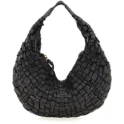 MEDIUM WOVEN SHOULDER BAG IN BLACK