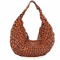 MEDIUM WOVEN SHOULDER BAG IN COGNAC