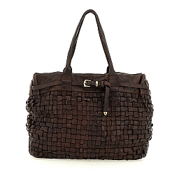 PENELOPE WOVEN SHOPPING BAG IN MORO BROWN