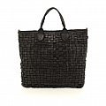 WOVEN SHOPPER TOTE IN BLACK