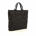 WOVEN SHOPPER TOTE IN BLACK