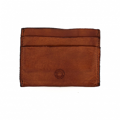 LEATHER CARD HOLDER IN COGNAC