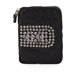 LISA ZIP AROUND WALLET WITH STUDS AND CRYSTALS IN BLACK : WEST