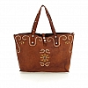 BELLA DECORATED SHOPPING TOTE IN COGNAC