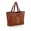 BELLA DECORATED SHOPPING TOTE IN COGNAC