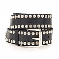SILVER  STUDDED LEATHER BELT IN BLACK
