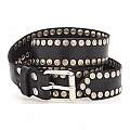 SILVER  STUDDED LEATHER BELT IN BLACK
