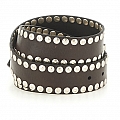 SILVER  STUDDED LEATHER BELT IN MORO BROWN