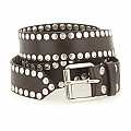 SILVER  STUDDED LEATHER BELT IN MORO BROWN