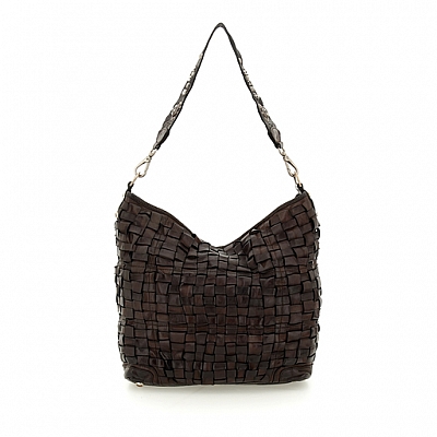 BETH D WOVEN EDERA LARGE SHOULDER BAG IN MORO BROWN