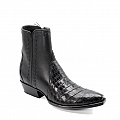 LYLE CROCODILE AND CALF SIDE ZIP ZORRO IN BLACK