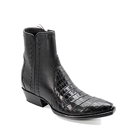 LYLE CROCODILE AND CALF SIDE ZIP ZORRO IN BLACK