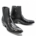 LYLE CROCODILE AND CALF SIDE ZIP ZORRO IN BLACK