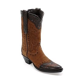 AURORA CHOC SUEDE, TOOLED AND LACED WESTERN BOOTS