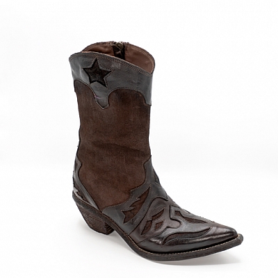 CIRCE CHOC SUEDE/SMOOTH OVERLAY ZIP