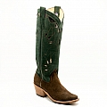KATE PINCHO GREEN VELVET SUEDE TALL BOOTS