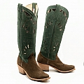 KATE PINCHO GREEN VELVET SUEDE TALL BOOTS