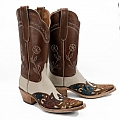 LARAMIE HAND TOOLED BONE/CHOC LADIES WESTERN